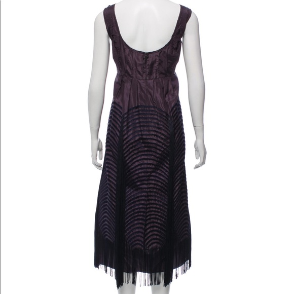 Vera Wang Purple Fringe Silk Dress - Picture 3 of 8